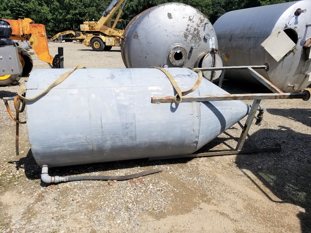 used approx 580 Gallon, Stainless Steel Cone Bottom Storage Tank.  46